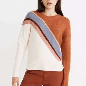 Madewell Striped Lyford Pullover Sweater in Coziest Textured Yarn